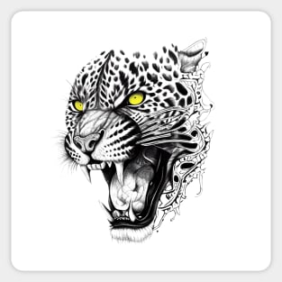 Jaguar Wild Animal Nature Illustration Art Tattoo Sticker